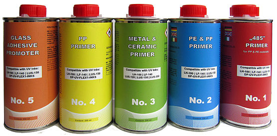 Primer per stampanti UV per la stampa su Polipropilene, Polietilene, Metallo, Ceramica e Vetro Primer per stampanti UV per la stampa su Polipropilene, Polietilene, Metallo, Ceramica e Vetro